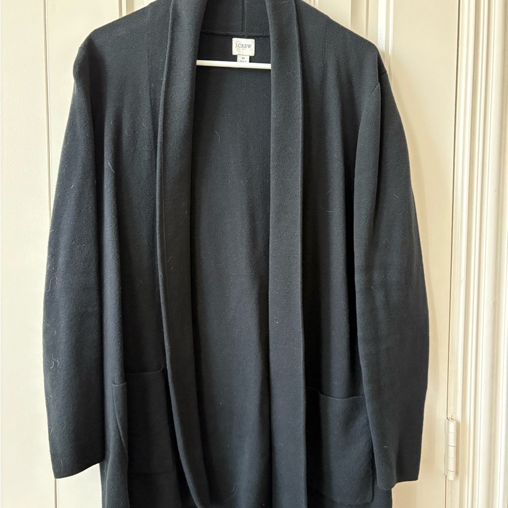 J. Crew Factory Black Collar Heavy Knit Cardigan.  Medium.
